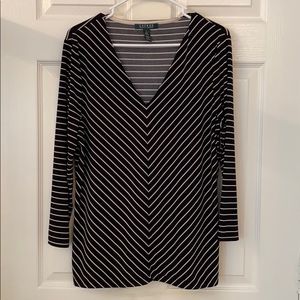 Lauren Ralph Lauren black and white V-neck top